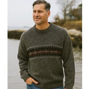 Union Bay Wool Blend Crewneck Sweater Mens Size L 80s Gray Grandpacore Pullover